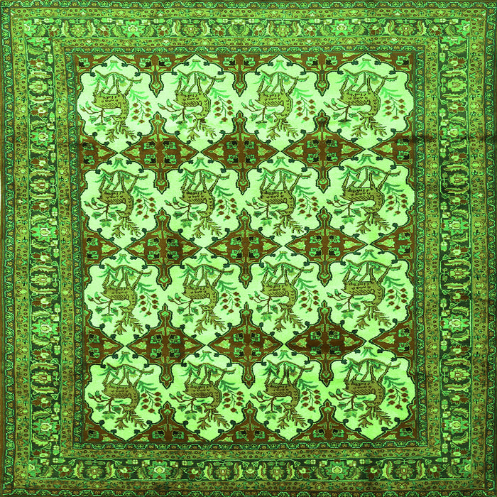 Round Machine Washable Persian Green Traditional Area Rugs, wshtr853grn