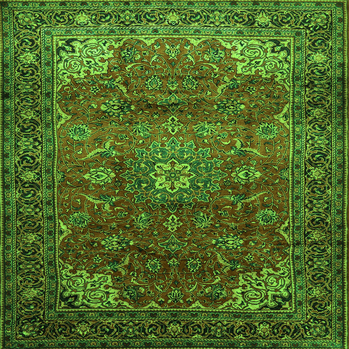 Round Machine Washable Persian Green Traditional Area Rugs, wshtr854grn