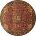 Round Persian Brown Traditional Rug, tr854brn