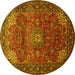 Round Machine Washable Persian Yellow Traditional Rug, wshtr854yw