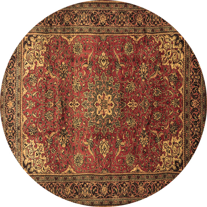 Round Machine Washable Persian Brown Traditional Rug, wshtr854brn