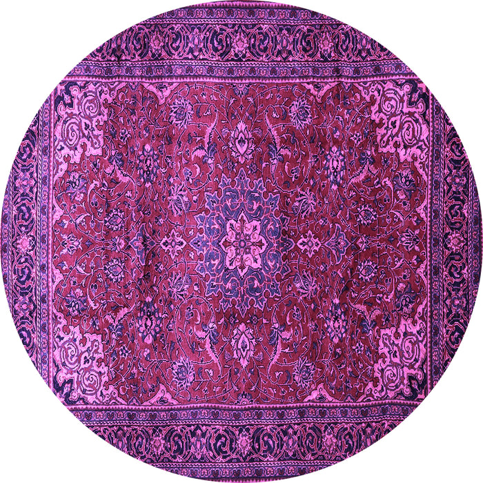 Round Persian Purple Traditional Rug, tr854pur