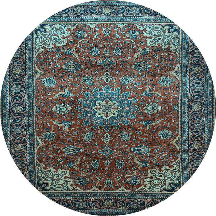Round Machine Washable Persian Light Blue Traditional Rug, wshtr854lblu