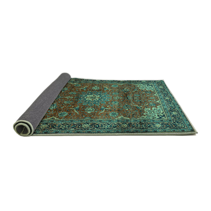 Sideview of Persian Turquoise Traditional Rug, tr854turq