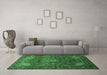 Machine Washable Persian Emerald Green Traditional Area Rugs in a Living Room,, wshtr854emgrn