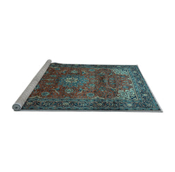 Sideview of Machine Washable Persian Light Blue Traditional Rug, wshtr854lblu