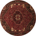 Round Persian Brown Traditional Rug, tr855brn