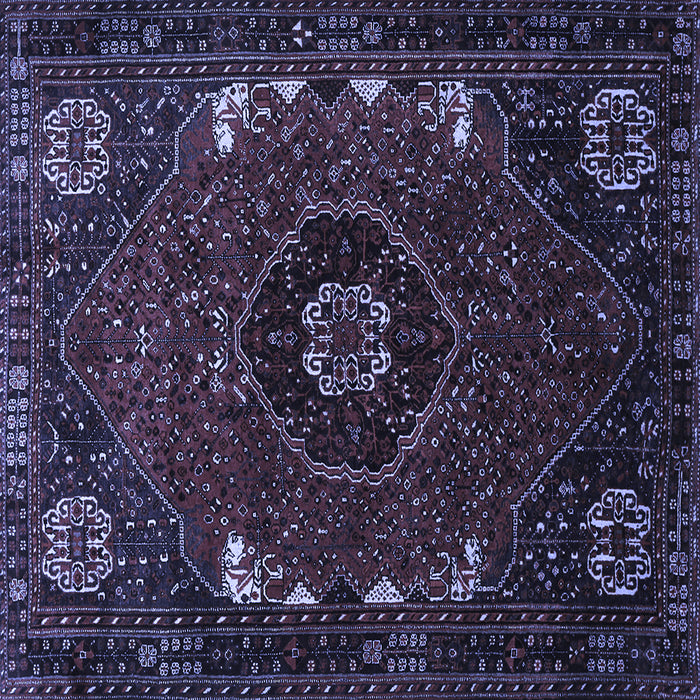 Square Machine Washable Persian Blue Traditional Rug, wshtr855blu
