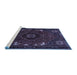 Sideview of Machine Washable Persian Blue Traditional Rug, wshtr855blu