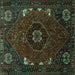 Square Persian Turquoise Traditional Rug, tr855turq