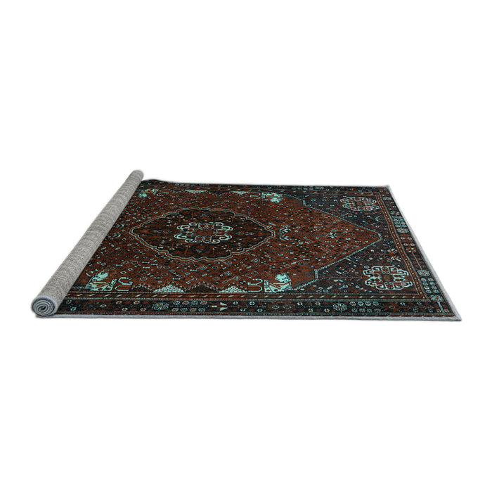 Sideview of Machine Washable Persian Light Blue Traditional Rug, wshtr855lblu