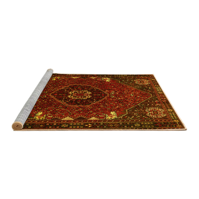 Sideview of Machine Washable Persian Yellow Traditional Rug, wshtr855yw