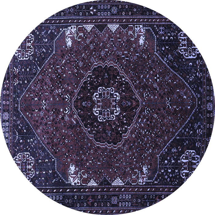 Round Machine Washable Persian Blue Traditional Rug, wshtr855blu