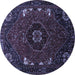 Round Machine Washable Persian Blue Traditional Rug, wshtr855blu