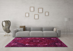 Machine Washable Persian Pink Traditional Rug in a Living Room, wshtr855pnk