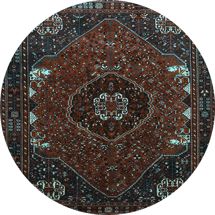 Round Machine Washable Persian Light Blue Traditional Rug, wshtr855lblu