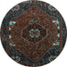 Round Machine Washable Persian Light Blue Traditional Rug, wshtr855lblu