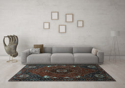 Machine Washable Persian Light Blue Traditional Rug in a Living Room, wshtr855lblu