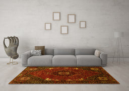 Machine Washable Persian Yellow Traditional Rug in a Living Room, wshtr855yw