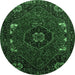 Round Persian Emerald Green Traditional Rug, tr855emgrn