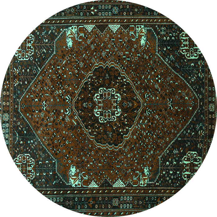 Round Machine Washable Persian Turquoise Traditional Area Rugs, wshtr855turq