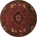 Round Machine Washable Persian Brown Traditional Rug, wshtr855brn