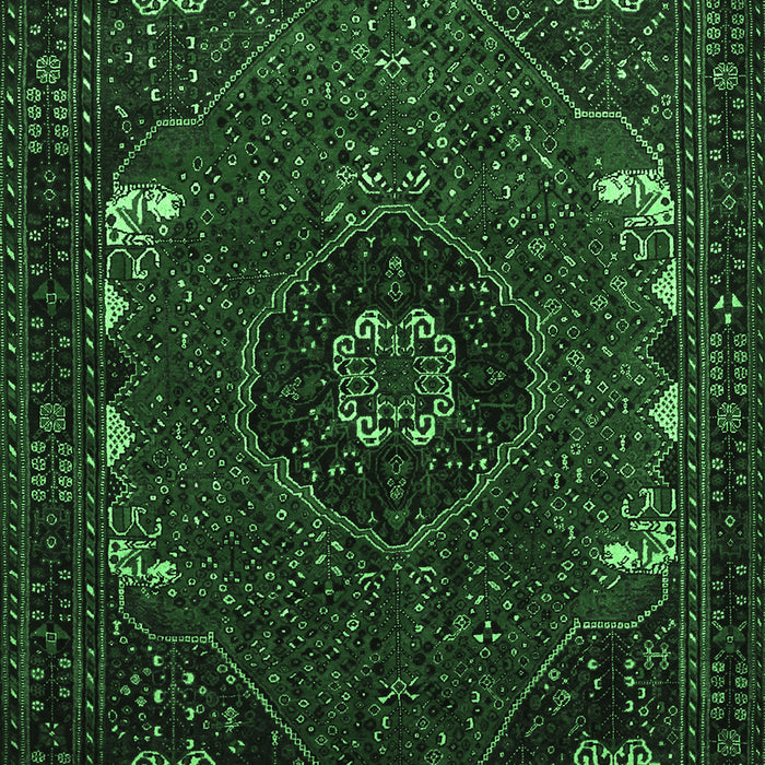 Machine Washable Persian Emerald Green Traditional Area Rugs, wshtr855emgrn