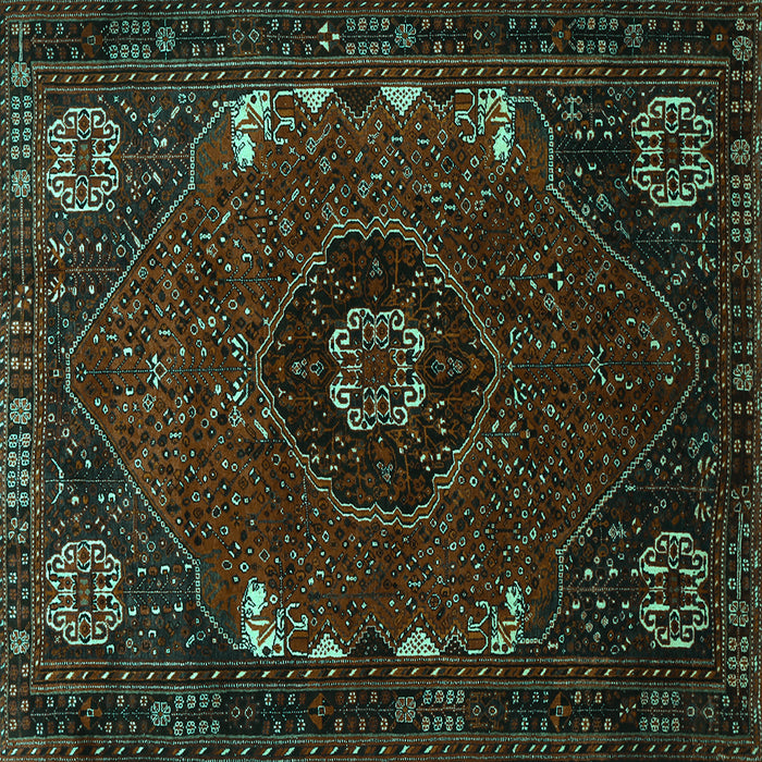 Square Machine Washable Persian Turquoise Traditional Area Rugs, wshtr855turq
