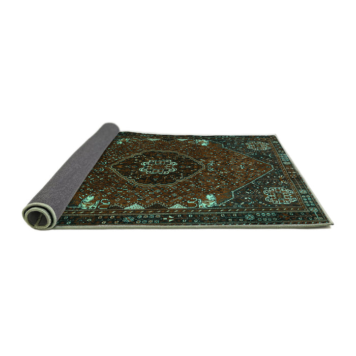 Sideview of Persian Turquoise Traditional Rug, tr855turq