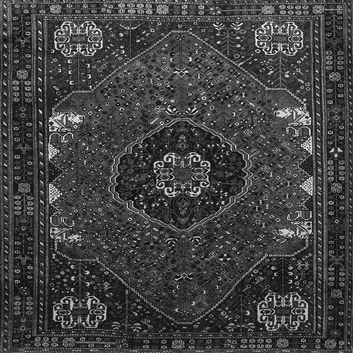 Round Machine Washable Persian Gray Traditional Rug, wshtr855gry