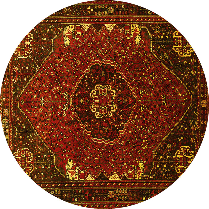 Round Machine Washable Persian Yellow Traditional Rug, wshtr855yw