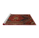Sideview of Machine Washable Traditional Sienna Brown Rug, wshtr856