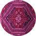 Round Machine Washable Persian Pink Traditional Rug, wshtr856pnk