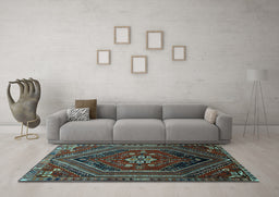 Machine Washable Persian Light Blue Traditional Rug in a Living Room, wshtr856lblu