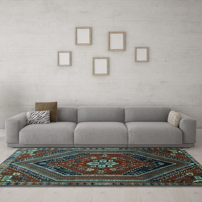Machine Washable Persian Light Blue Traditional Rug in a Living Room, wshtr856lblu