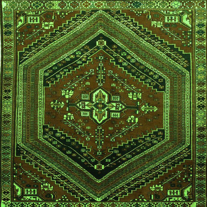 Round Machine Washable Persian Green Traditional Area Rugs, wshtr856grn