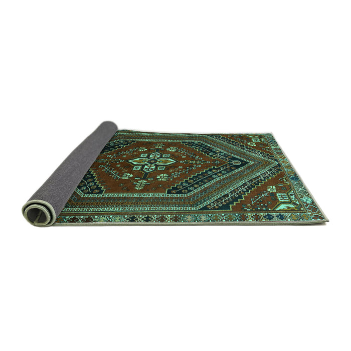 Sideview of Persian Turquoise Traditional Rug, tr856turq