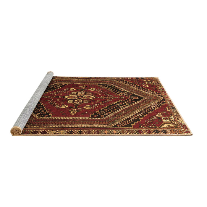Sideview of Machine Washable Persian Brown Traditional Rug, wshtr856brn