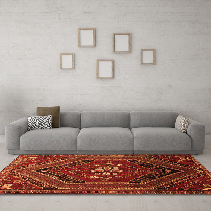 Machine Washable Persian Orange Traditional Area Rugs in a Living Room, wshtr856org