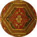 Round Persian Yellow Traditional Rug, tr856yw