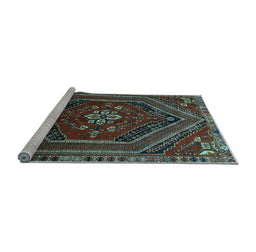 Sideview of Machine Washable Persian Light Blue Traditional Rug, wshtr856lblu