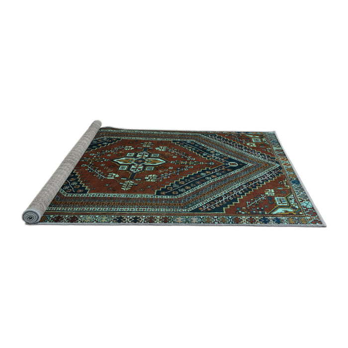 Sideview of Machine Washable Persian Light Blue Traditional Rug, wshtr856lblu