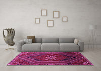 Machine Washable Persian Pink Traditional Rug, wshtr856pnk