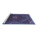 Sideview of Machine Washable Persian Blue Traditional Rug, wshtr856blu