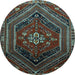 Round Persian Light Blue Traditional Rug, tr856lblu