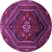 Round Persian Purple Traditional Rug, tr856pur