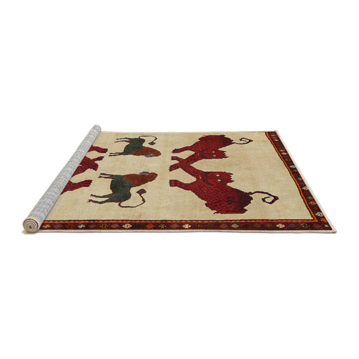 Sideview of Machine Washable Traditional Tomato Red Rug, wshtr857