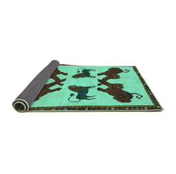 Sideview of Animal Turquoise Traditional Rug, tr857turq