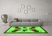 Machine Washable Animal Green Traditional Area Rugs in a Living Room,, wshtr857grn