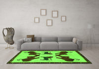 Machine Washable Animal Green Traditional Rug, wshtr857grn